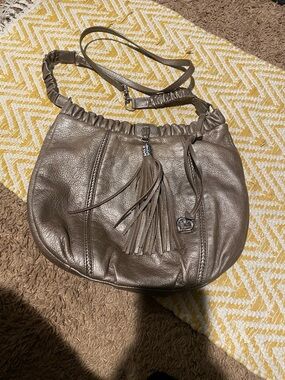 EUC Brighton Metallic Tassel Hobo Bag
